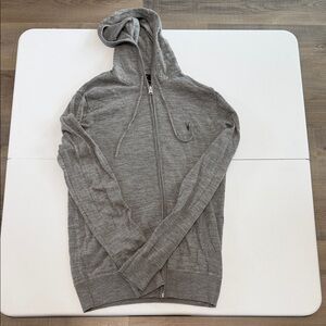 All Saints Men's Light Gray Zip-Up Hoodie